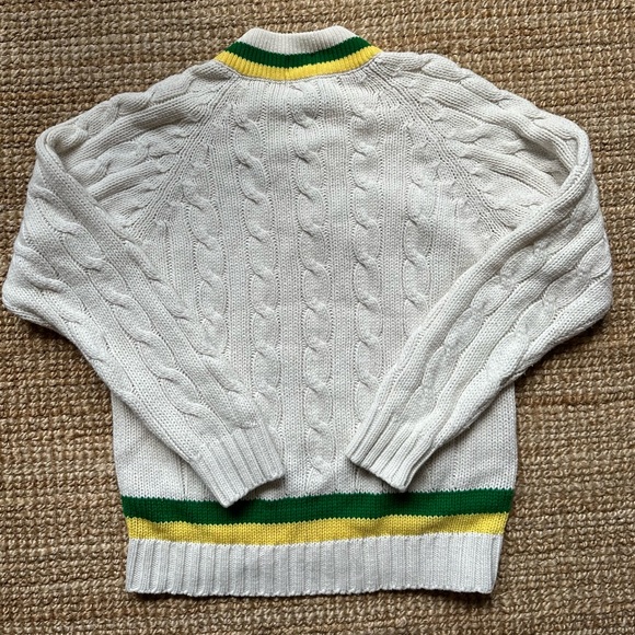 Vintage IZOD Wallachs Lacoste Cable Knit V-Neck Preppy Tennis Sweater Size XL - Picture 4 of 5
